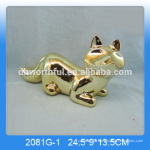 Wholesale ceramic fox decor,gold-plating fox figurine in high quality
